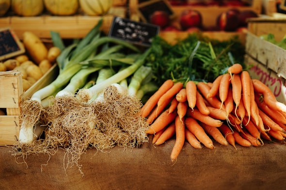 Fresh carrots and vegetables from farm